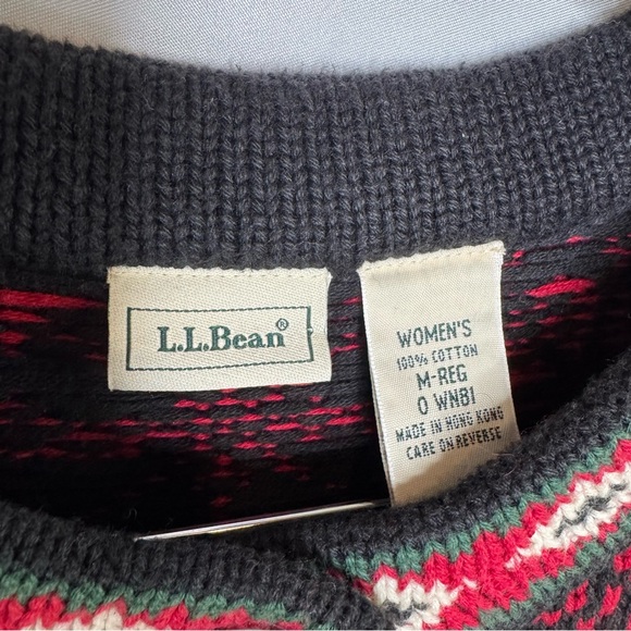 L.L. Bean Red and Black Fair Isle Patterned Cardigan Ornate Buttons Medium - Picture 6 of 6